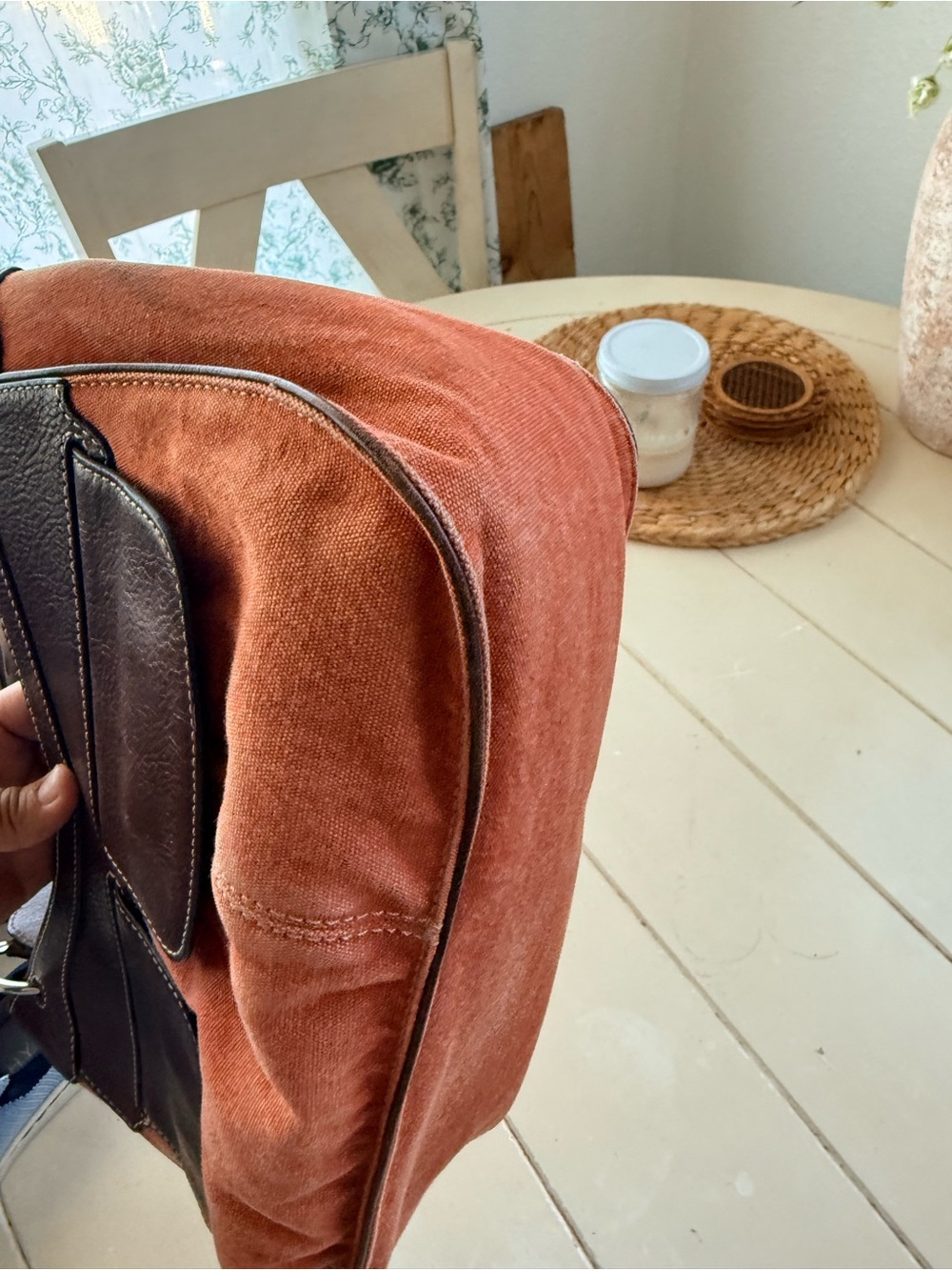 Cole Haan Two-Tone Brown Suede and Leather Shoulder Bag - Picture 6 of 9